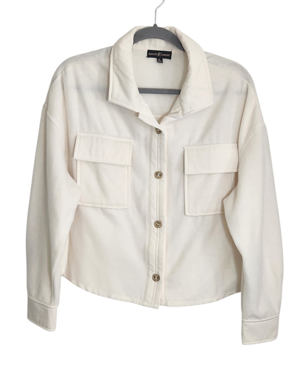 Almost Famous Cream Cropped Shacket Size XL